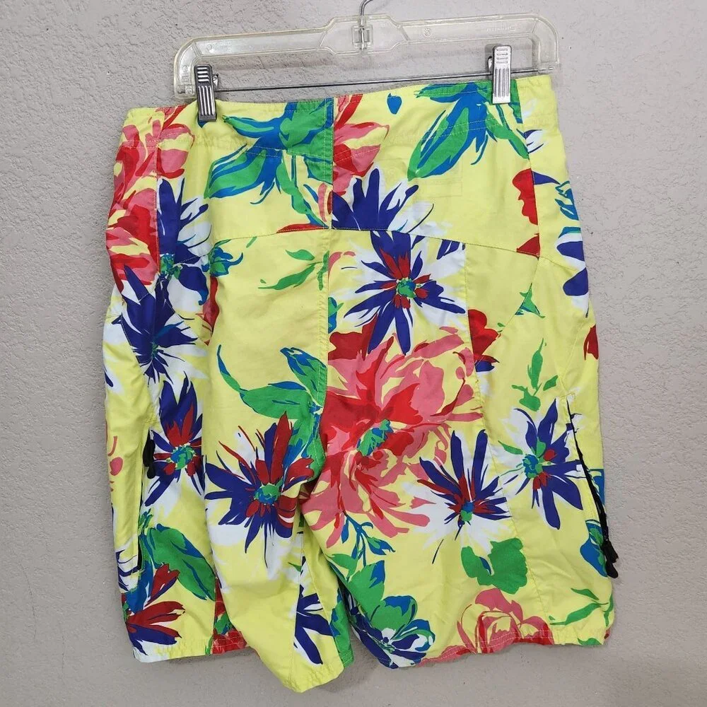 Ralph Lauren Boardshorts Mens Size 32 Floral Yellow Tropical Surf RLX Swim Short